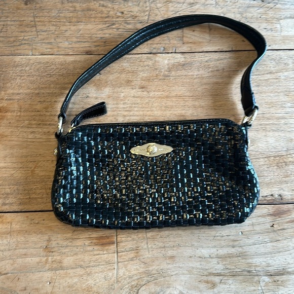 Elliott Lucca Black Woven Leather Shoulder Bag | Small & Stylish EUC - Picture 1 of 12